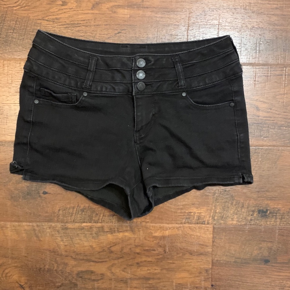 Black high rise shorts